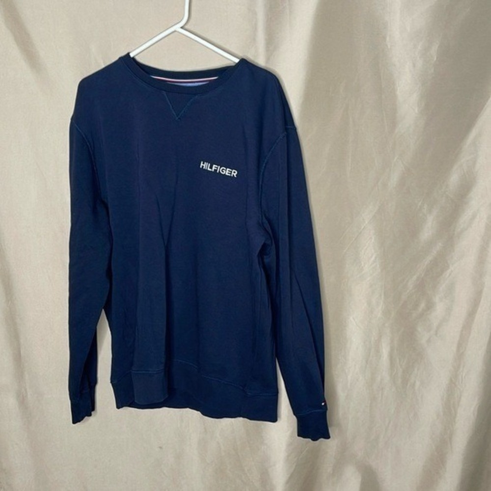 Tommy Hilfiger Blue Fleece Lined Crewneck Pullover Sweatshirt Size XXL